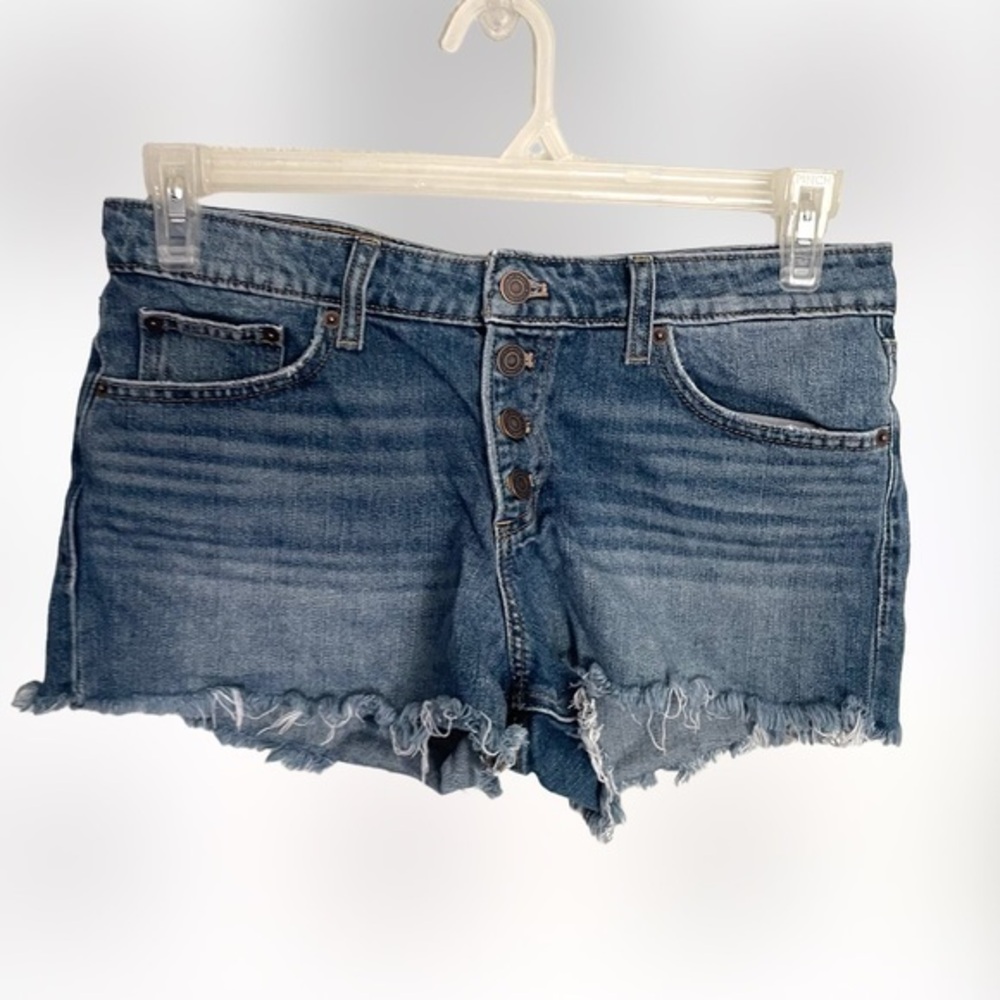 LUCKY BRAND The Cut Off denim button fly raw hem shorts size 6/28